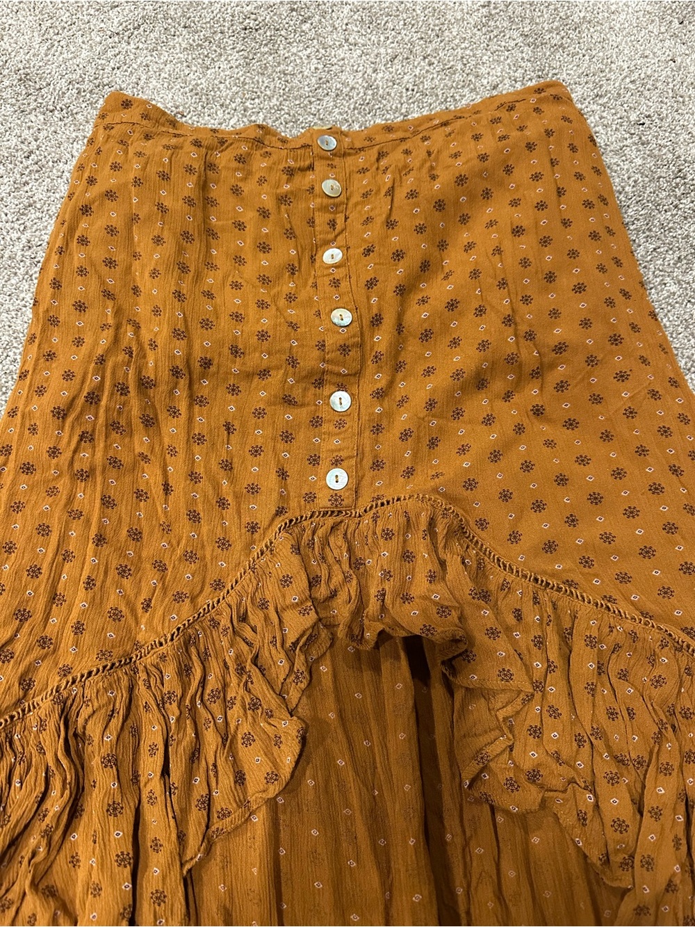 SHYANNE Western Women's Cognac Hi-Low Ruffled Maxi Skirt XL Country - Picture 4 of 5
